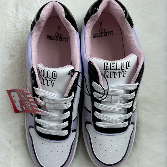 HELLO KITTY by Sanrio Women’s Casual Court Sneakers White/Blk/Purple Sparkle 9 - Picture 4 of 15